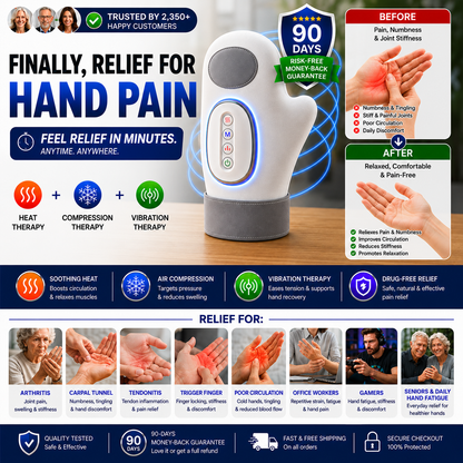 3-in-1 Smart Hand Massager™ – Relief for Numbness, Stiffness & Hand Pain